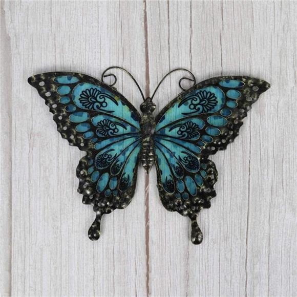 Metal Butterfly Wall Decor Glass Outdoor Wall Art Sculptures 12" Hanging Garden - Picture 6 of 6